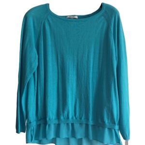 Teal DKNYC Light Weight Woven Trim On Bottom Edge